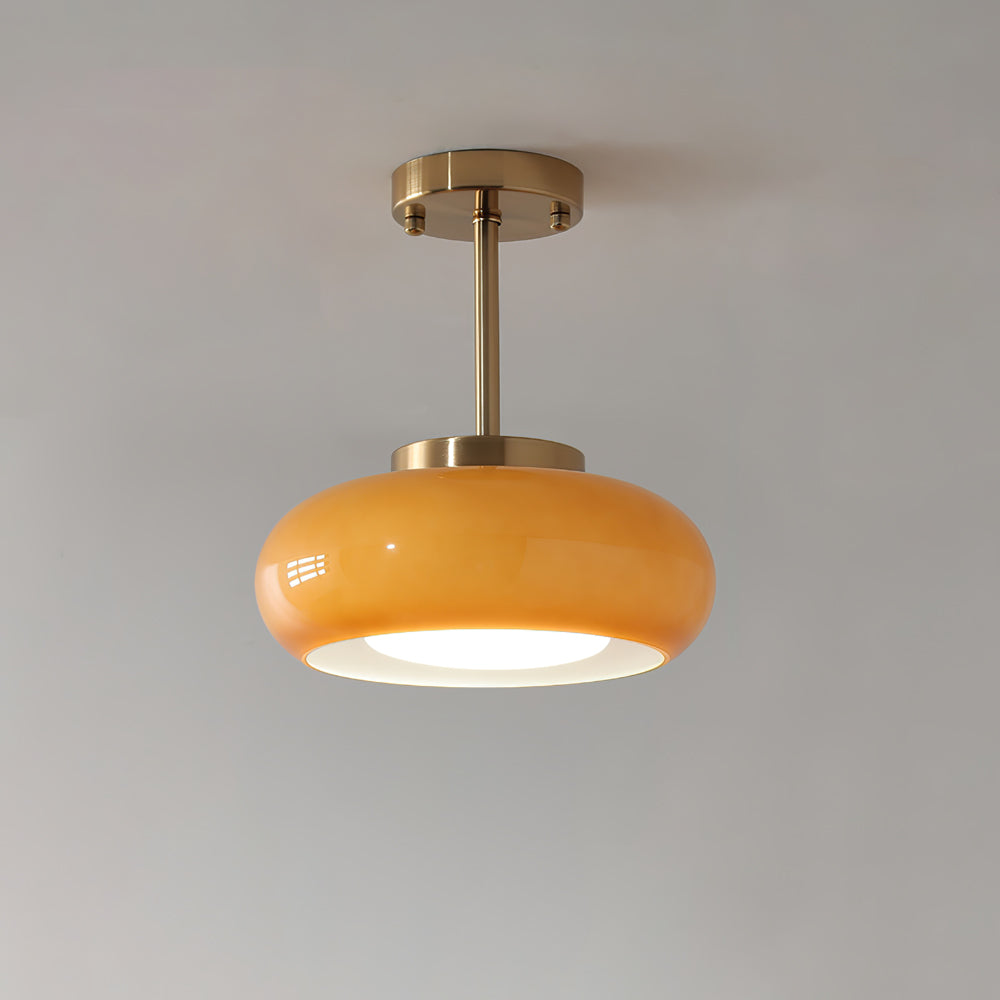 Amber Glass Semi Flush Ceiling Light