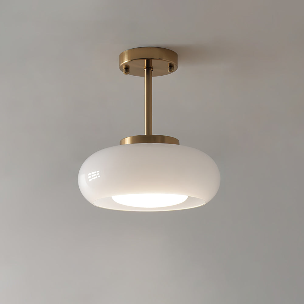 Amber Glass Semi Flush Ceiling Light