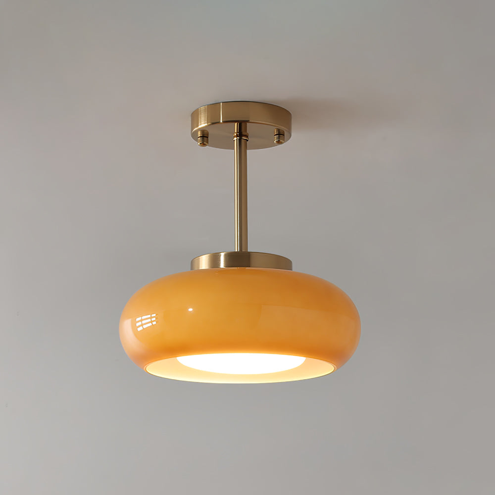 Amber Glass Semi Flush Ceiling Light
