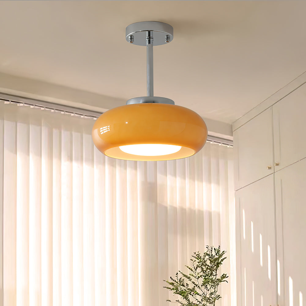 Amber Glass Semi Flush Ceiling Light