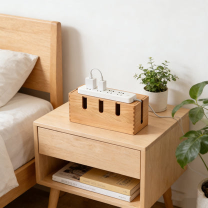 Black Walnut Power Strip & Cable Organizer Box