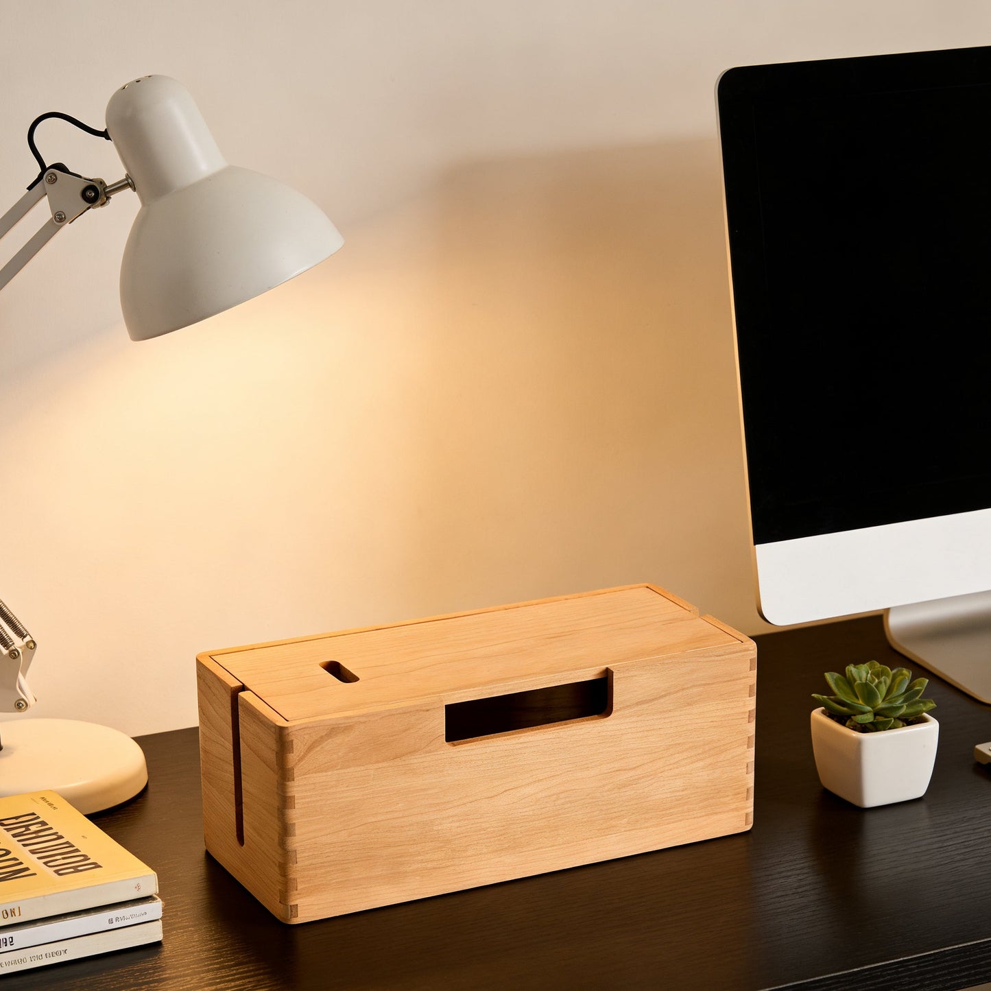 Black Walnut Power Strip & Cable Organizer Box