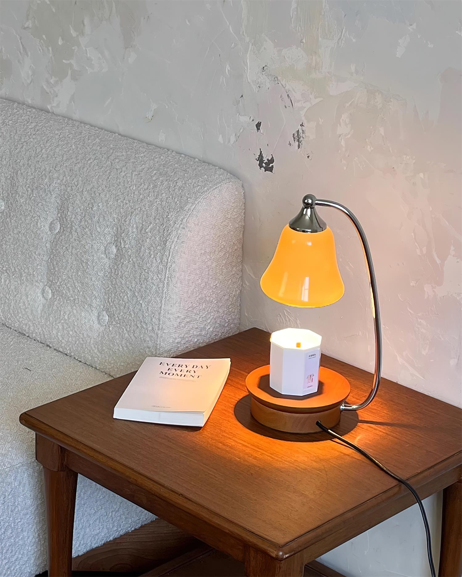 Natural Wood Base Candle Warmer Lamp