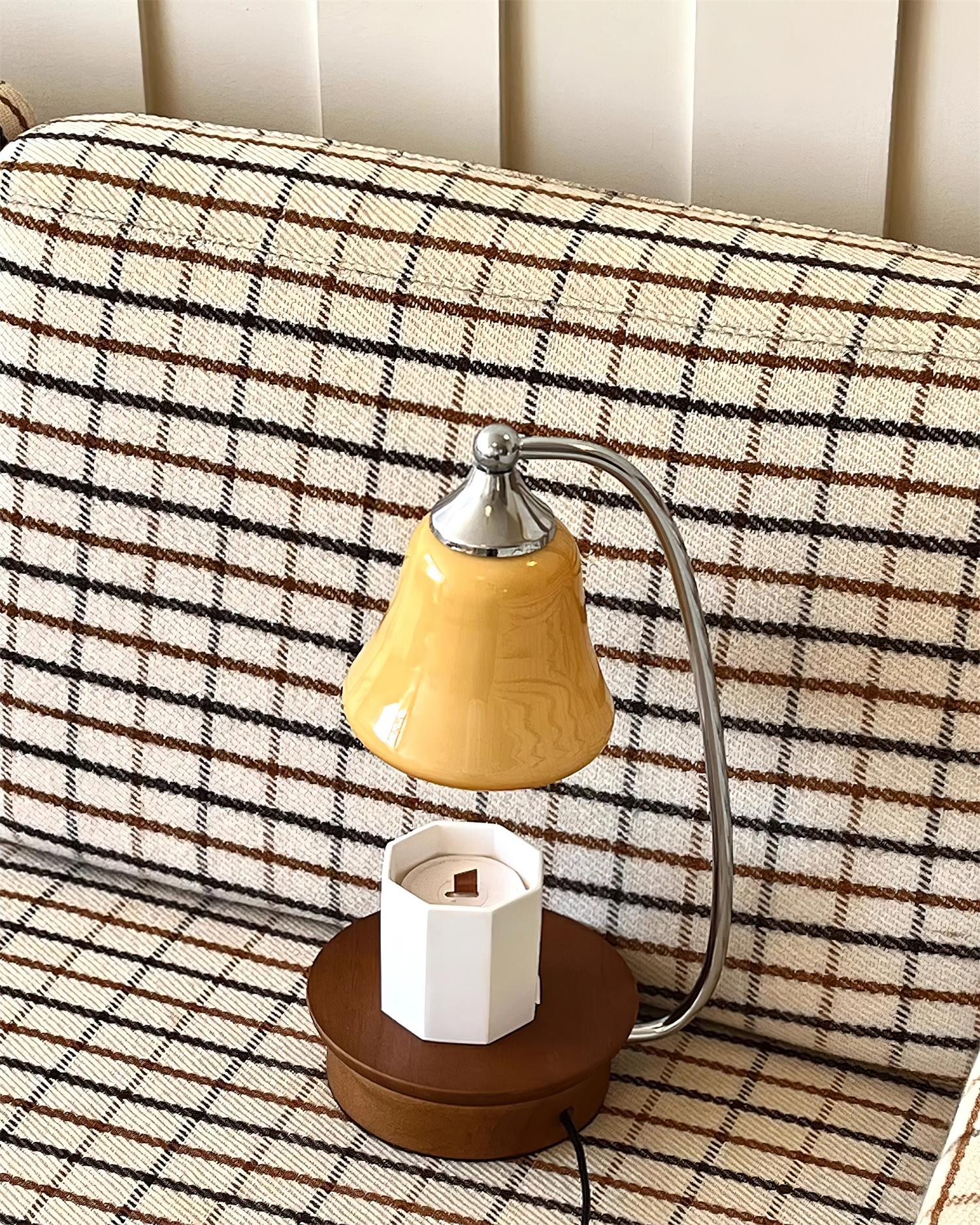 Natural Wood Base Candle Warmer Lamp