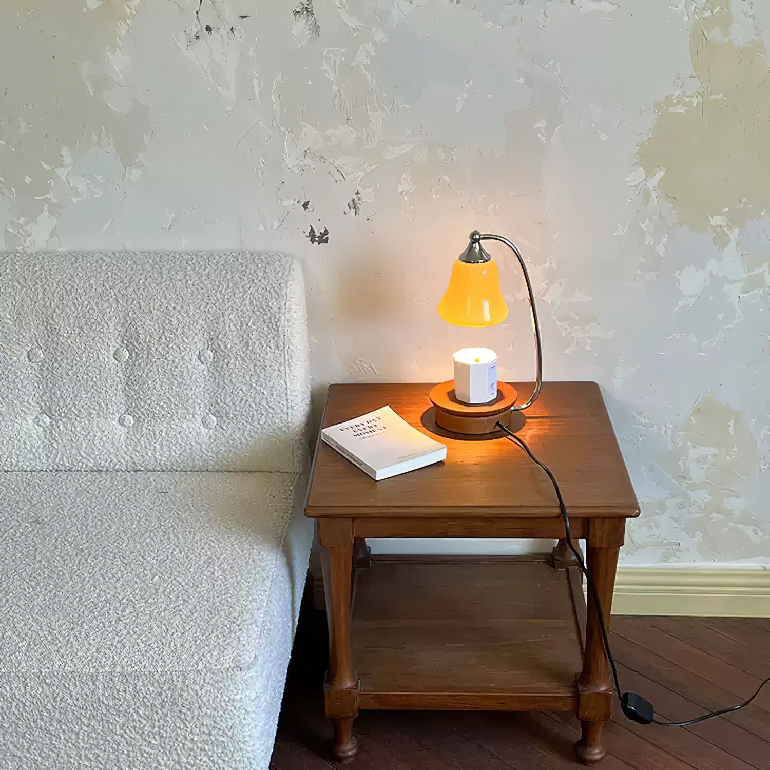 Natural Wood Base Candle Warmer Lamp