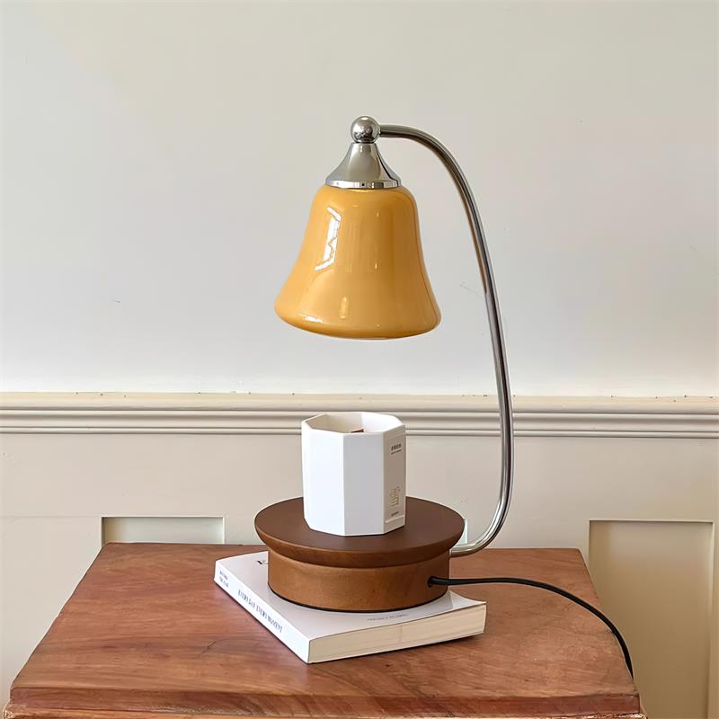 Natural Wood Base Candle Warmer Lamp