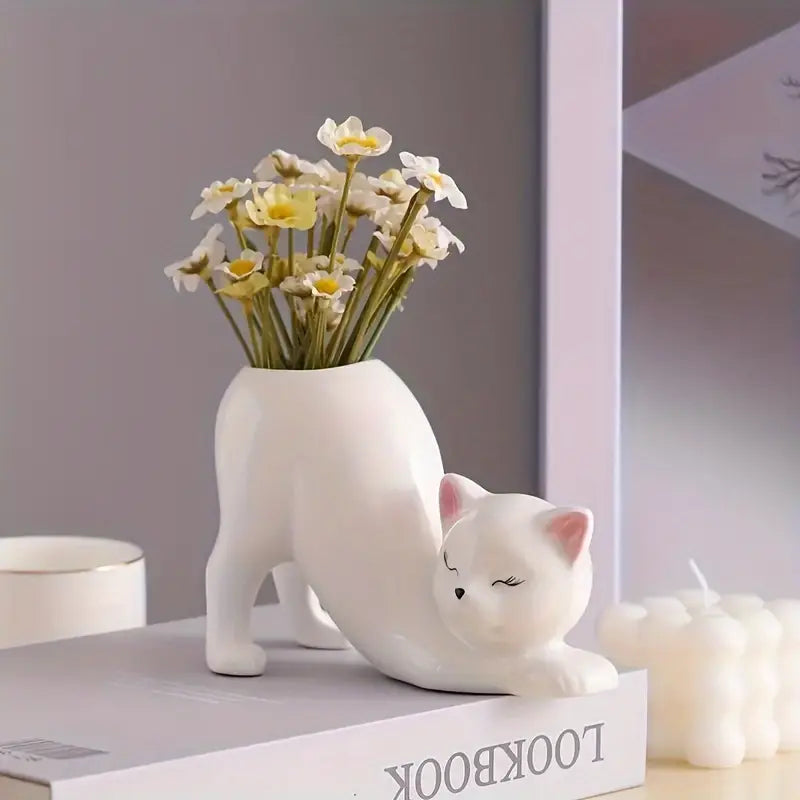 Cat Shape Ceramic Planter Pot