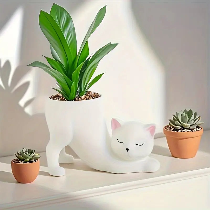 Cat Shape Ceramic Planter Pot