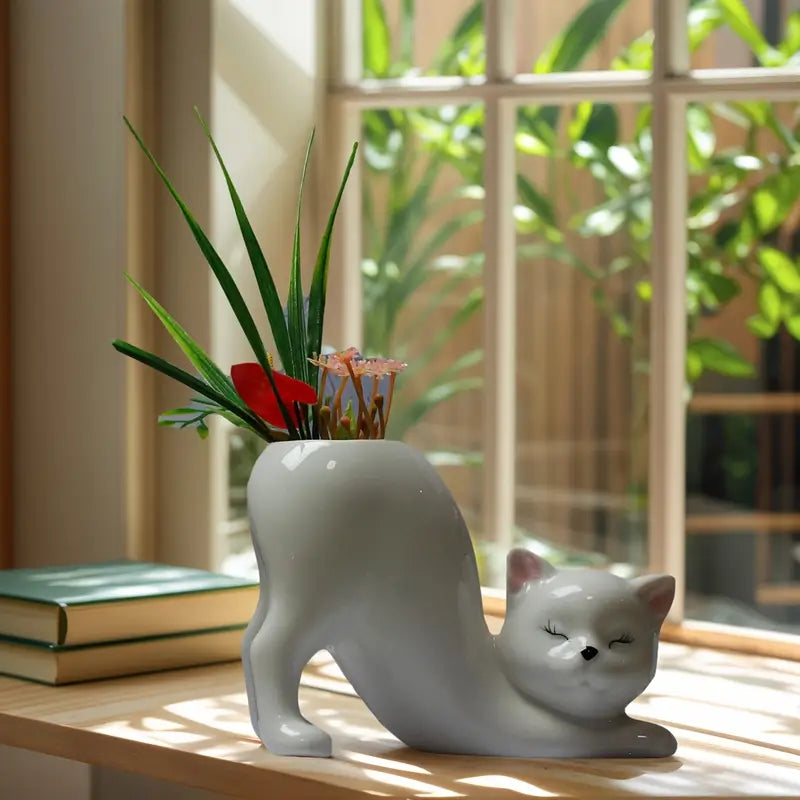 Cat Shape Ceramic Planter Pot