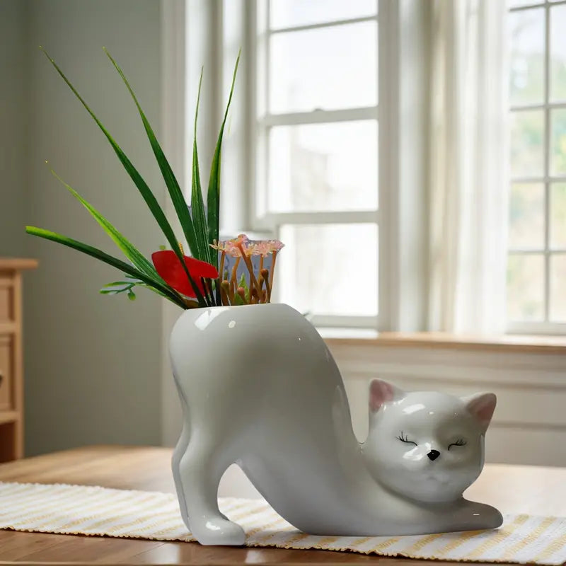 Cat Shape Ceramic Planter Pot