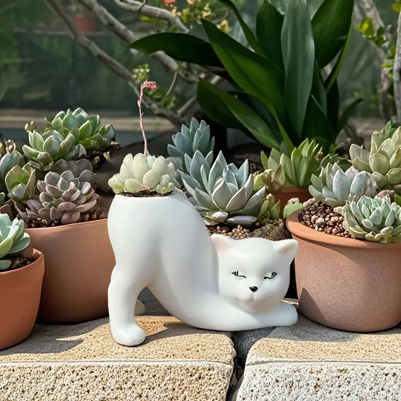 Cat Shape Ceramic Planter Pot