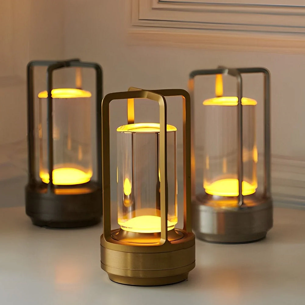 Cordless Metal Lantern Table Lamp