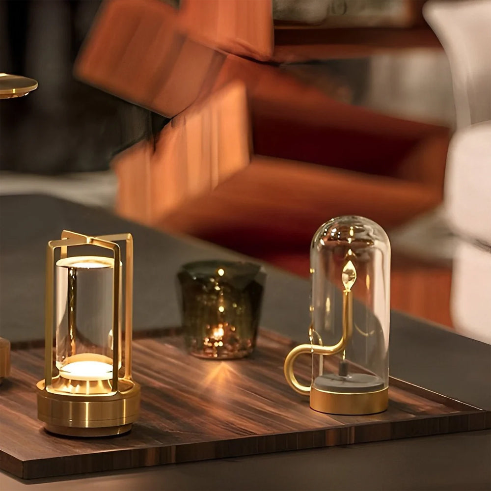 Cordless Metal Lantern Table Lamp