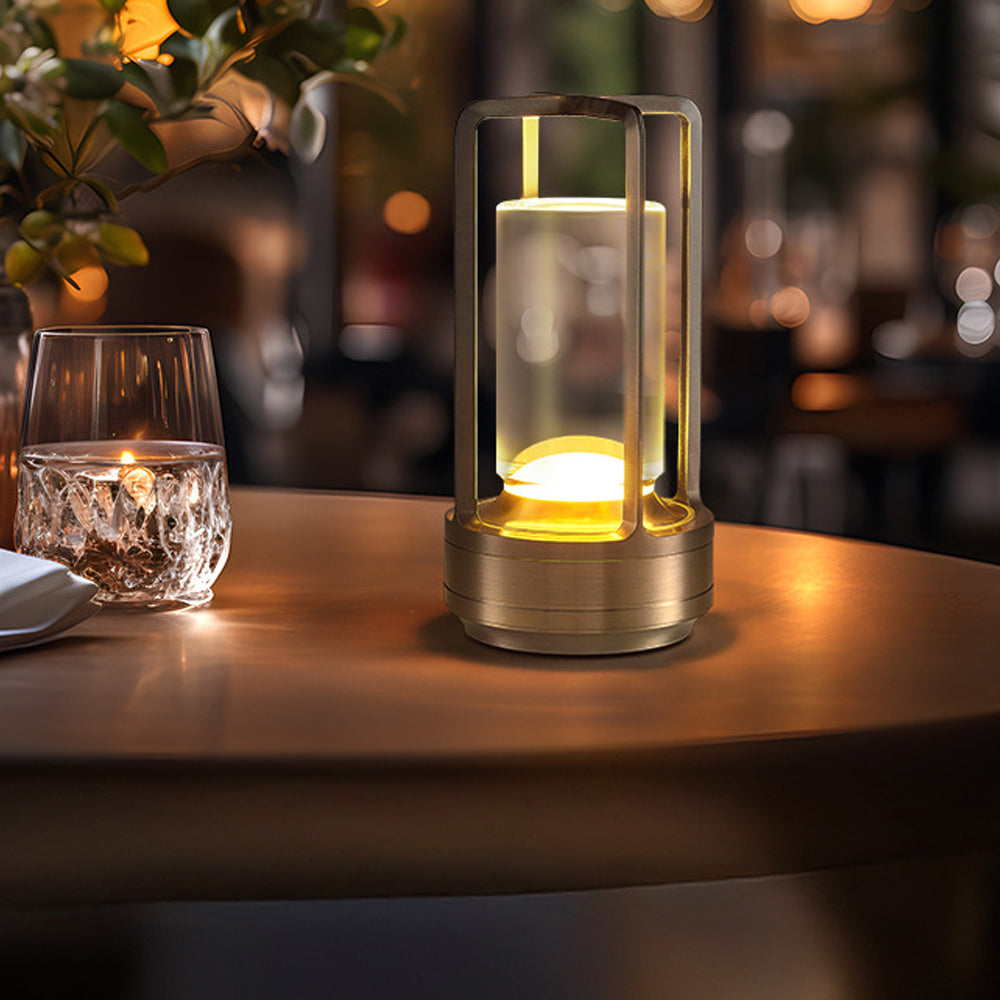 Cordless Metal Lantern Table Lamp