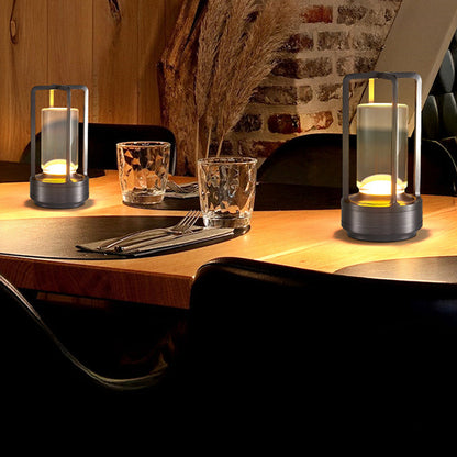 Cordless Metal Lantern Table Lamp