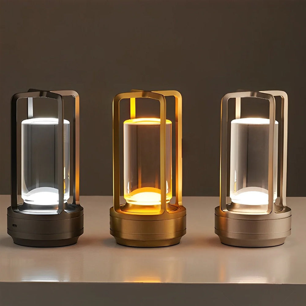 Cordless Metal Lantern Table Lamp