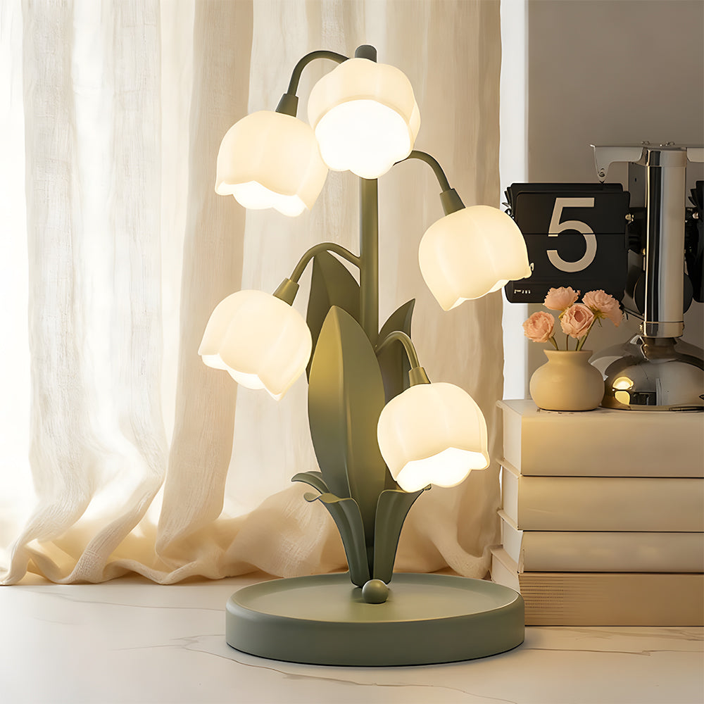 Floral Glass Accent Table Lamp