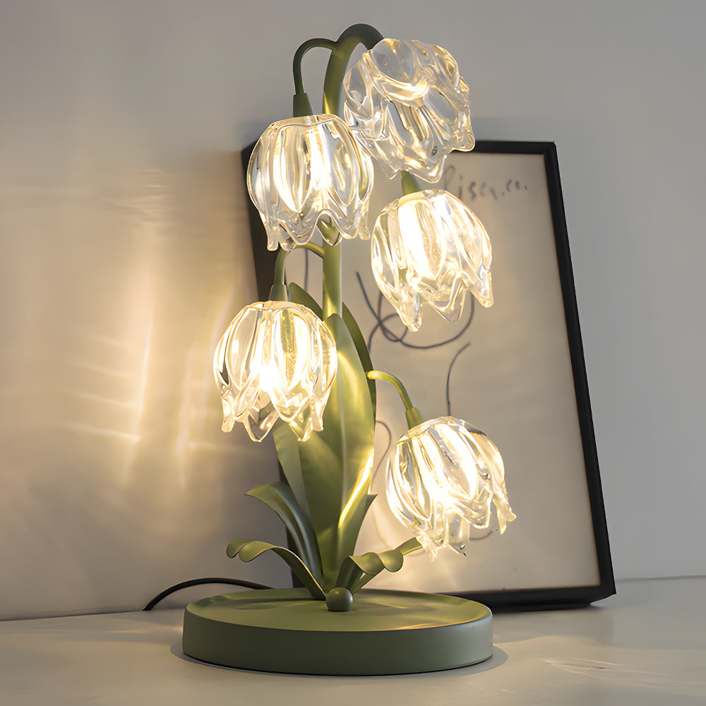Floral Glass Accent Table Lamp