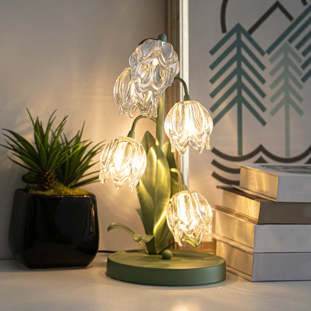 Floral Glass Accent Table Lamp