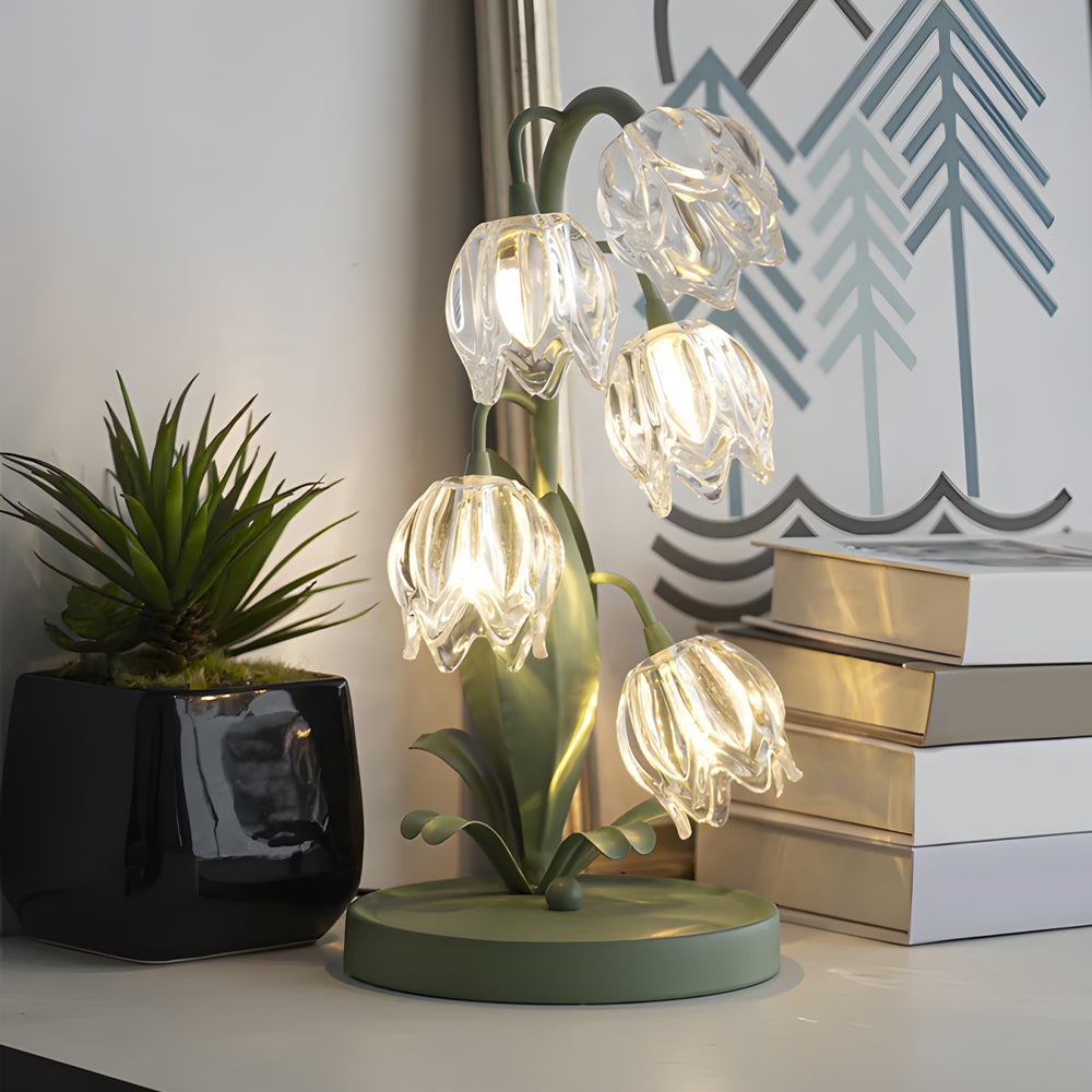 Floral Glass Accent Table Lamp