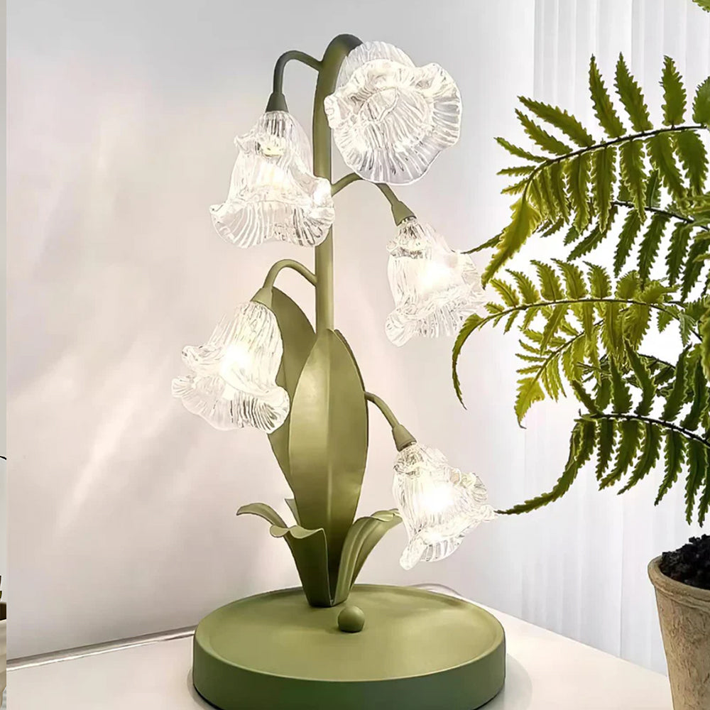 Floral Glass Accent Table Lamp