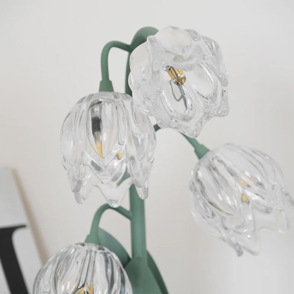Floral Glass Accent Table Lamp