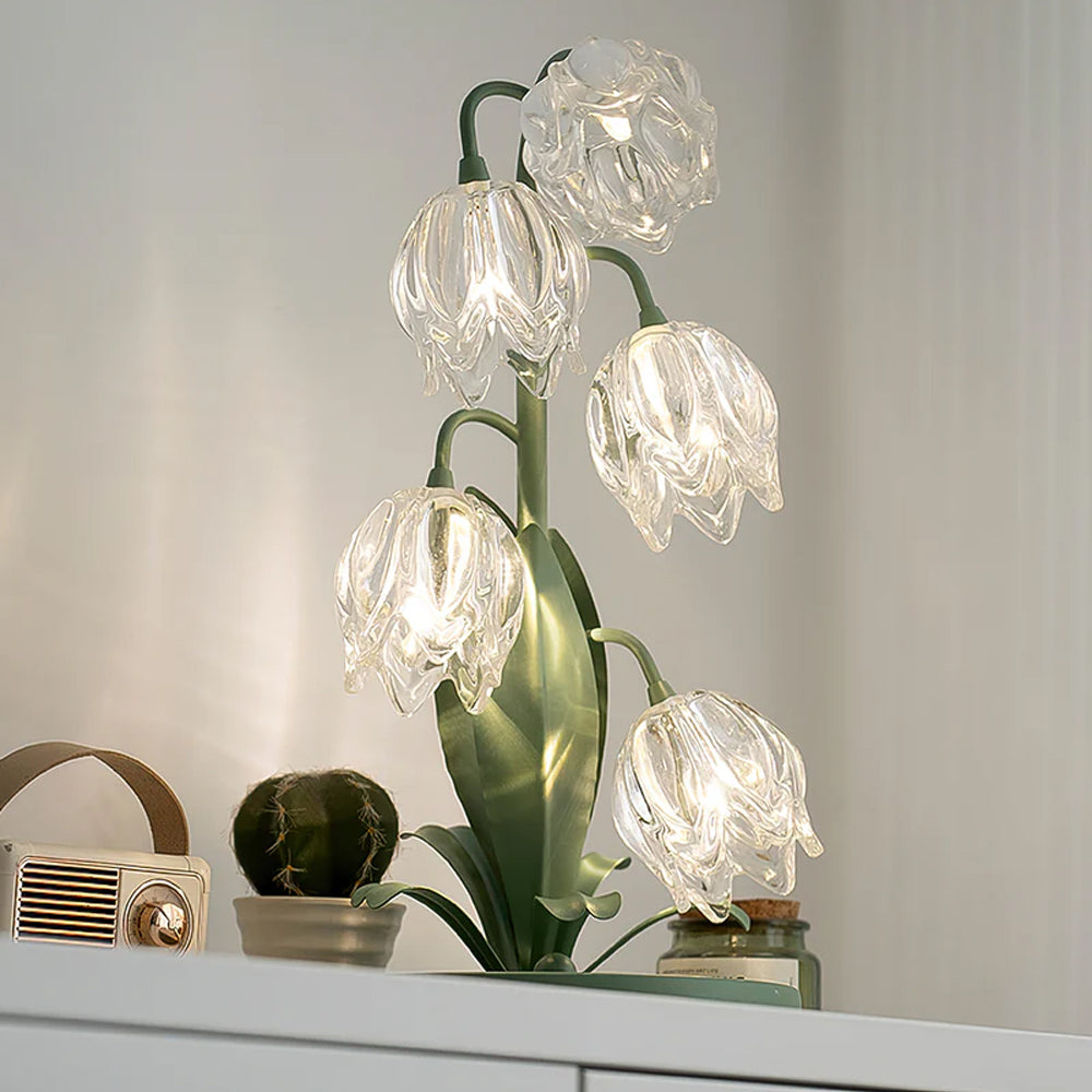 Floral Glass Accent Table Lamp