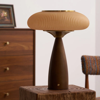 Vintage Wooden Rechargeable Table Lamp