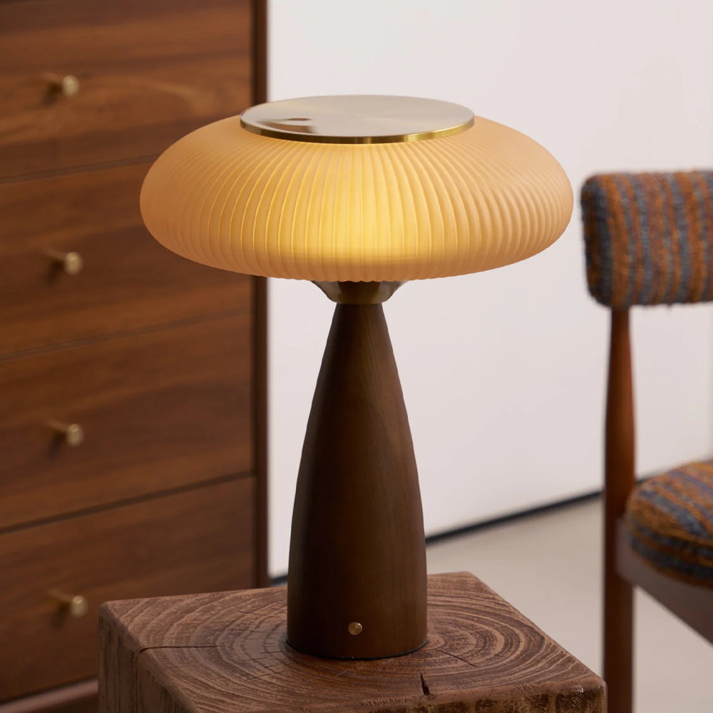 Vintage Wooden Rechargeable Table Lamp