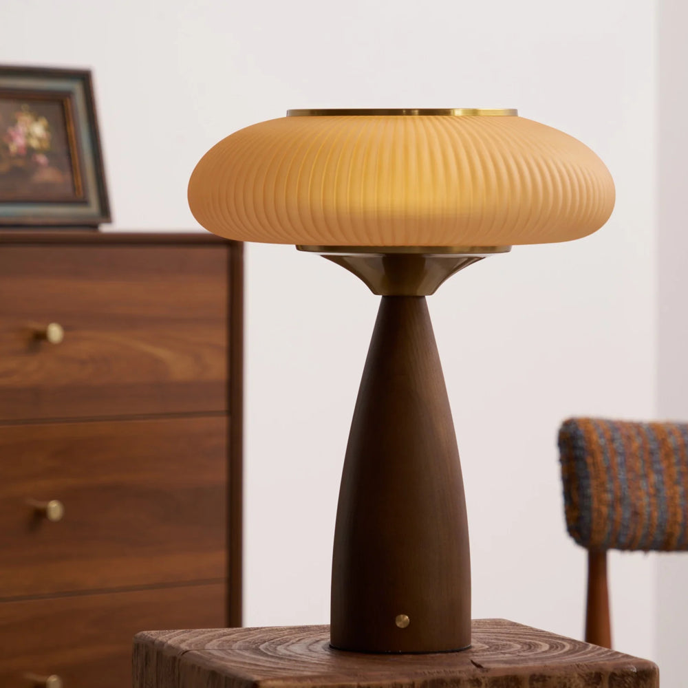 Vintage Wooden Rechargeable Table Lamp