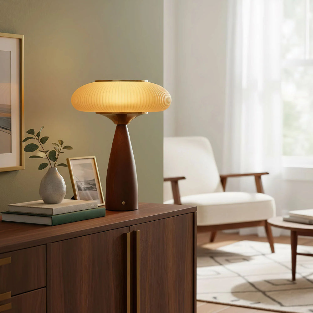 Vintage Wooden Rechargeable Table Lamp