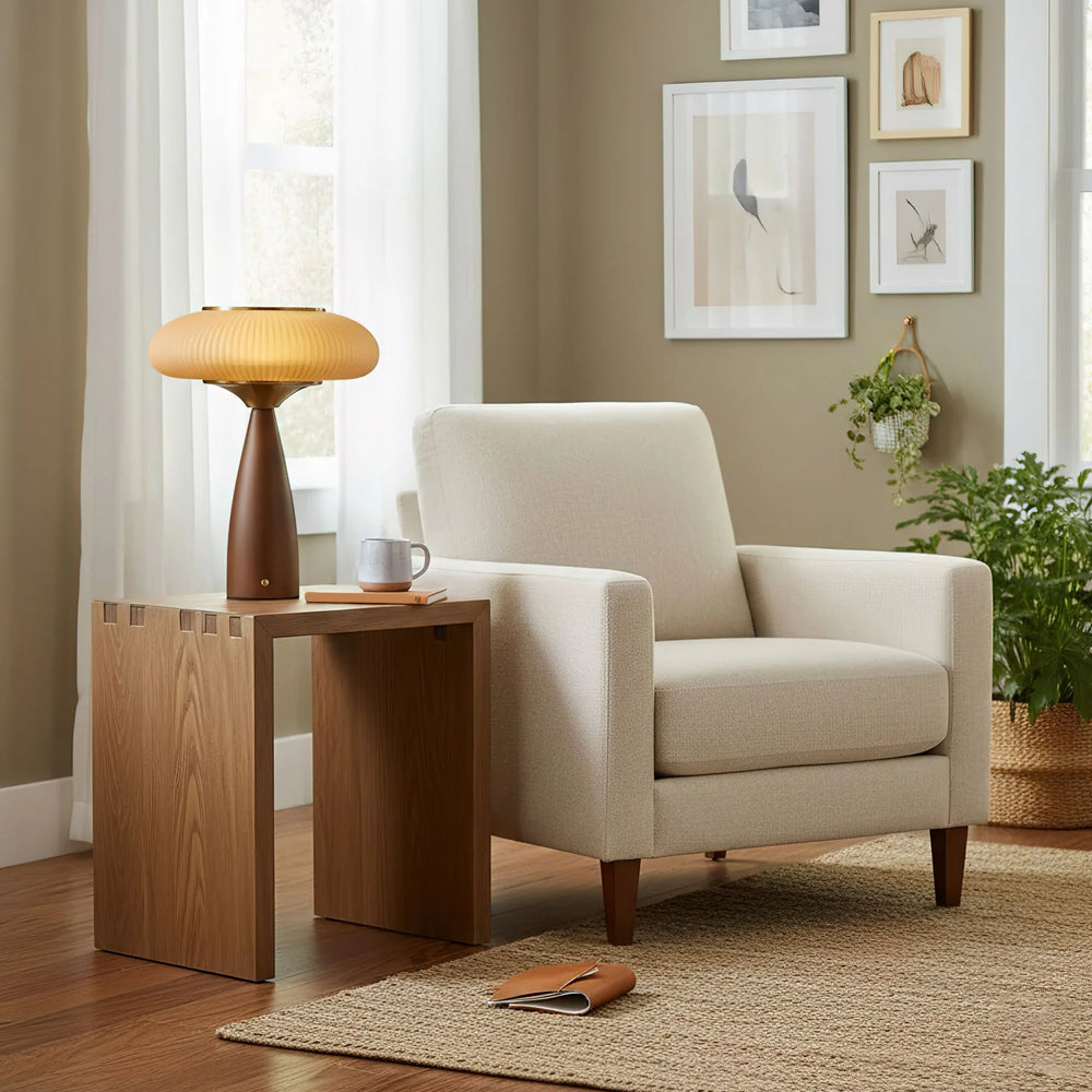 Vintage Wooden Rechargeable Table Lamp