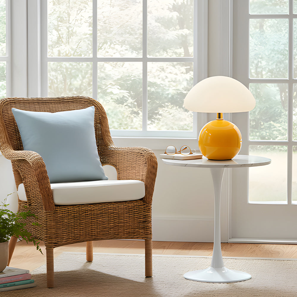 Mushroom Ceramic Table Lamp - Cream Finish