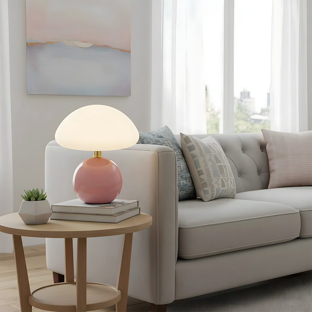 Mushroom Ceramic Table Lamp - Cream Finish
