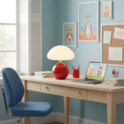 Mushroom Ceramic Table Lamp - Cream Finish