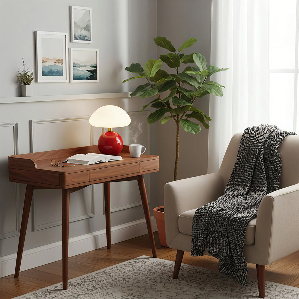 Mushroom Ceramic Table Lamp - Cream Finish