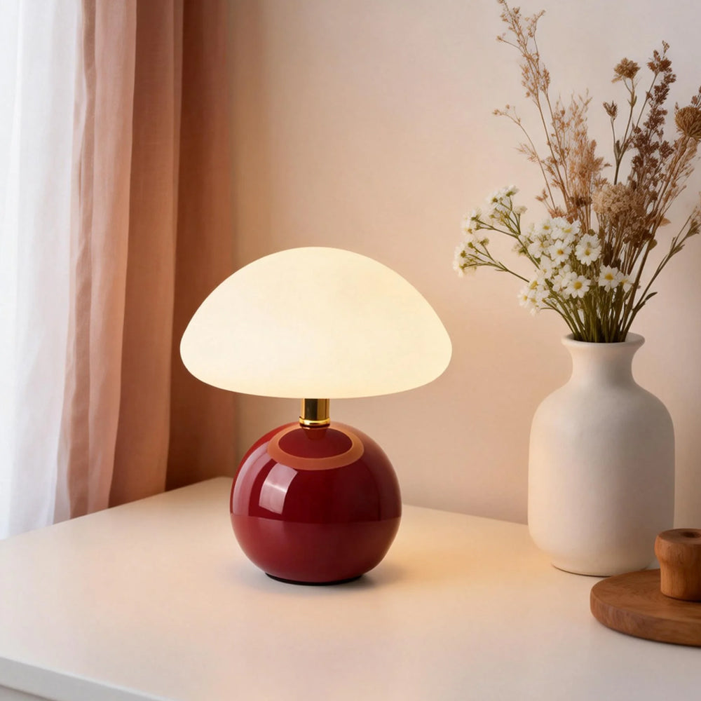 Mushroom Ceramic Table Lamp - Cream Finish