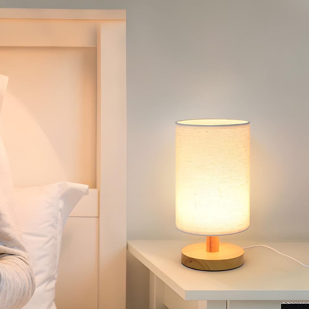 Nordic Fabric & Wood LED Table Lamp