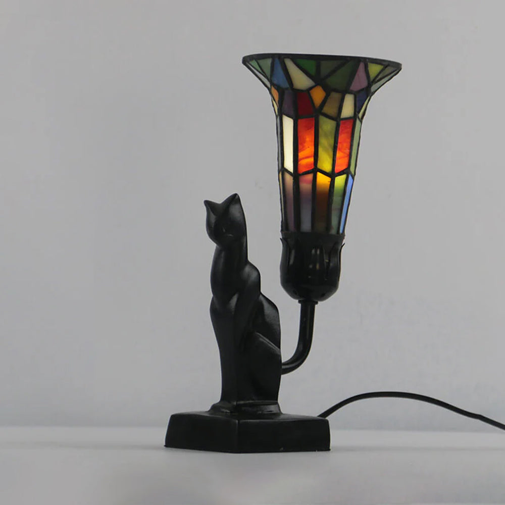Tiffany-Style Cat Resin Table Lamp
