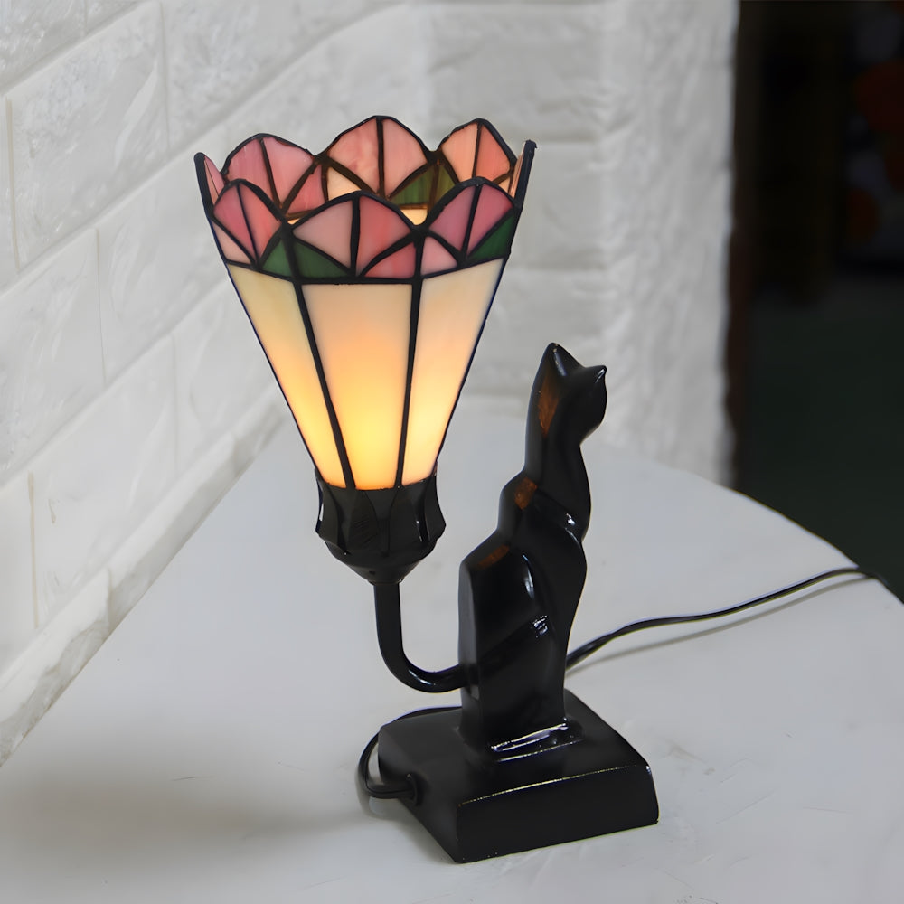 Tiffany-Style Cat Resin Table Lamp