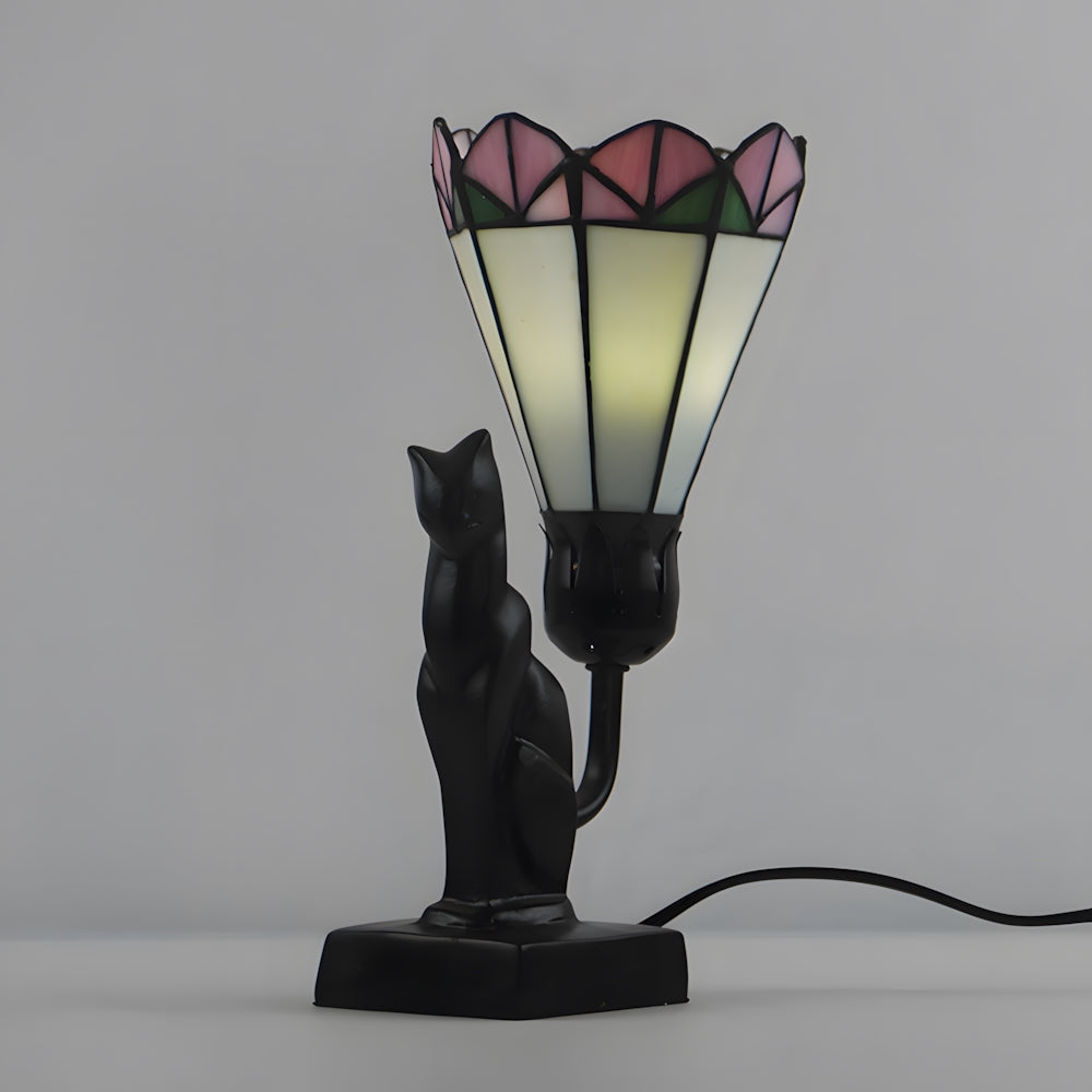 Tiffany-Style Cat Resin Table Lamp