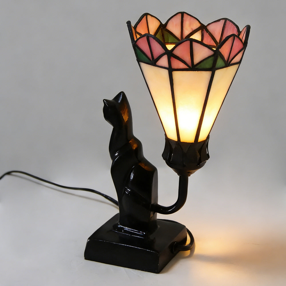 Tiffany-Style Cat Resin Table Lamp