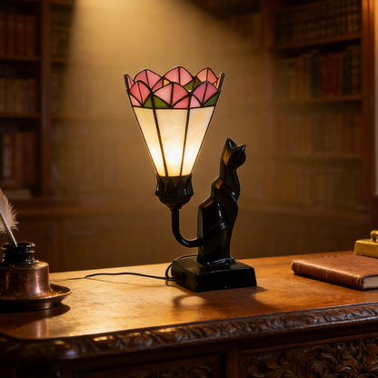 Tiffany-Style Cat Resin Table Lamp