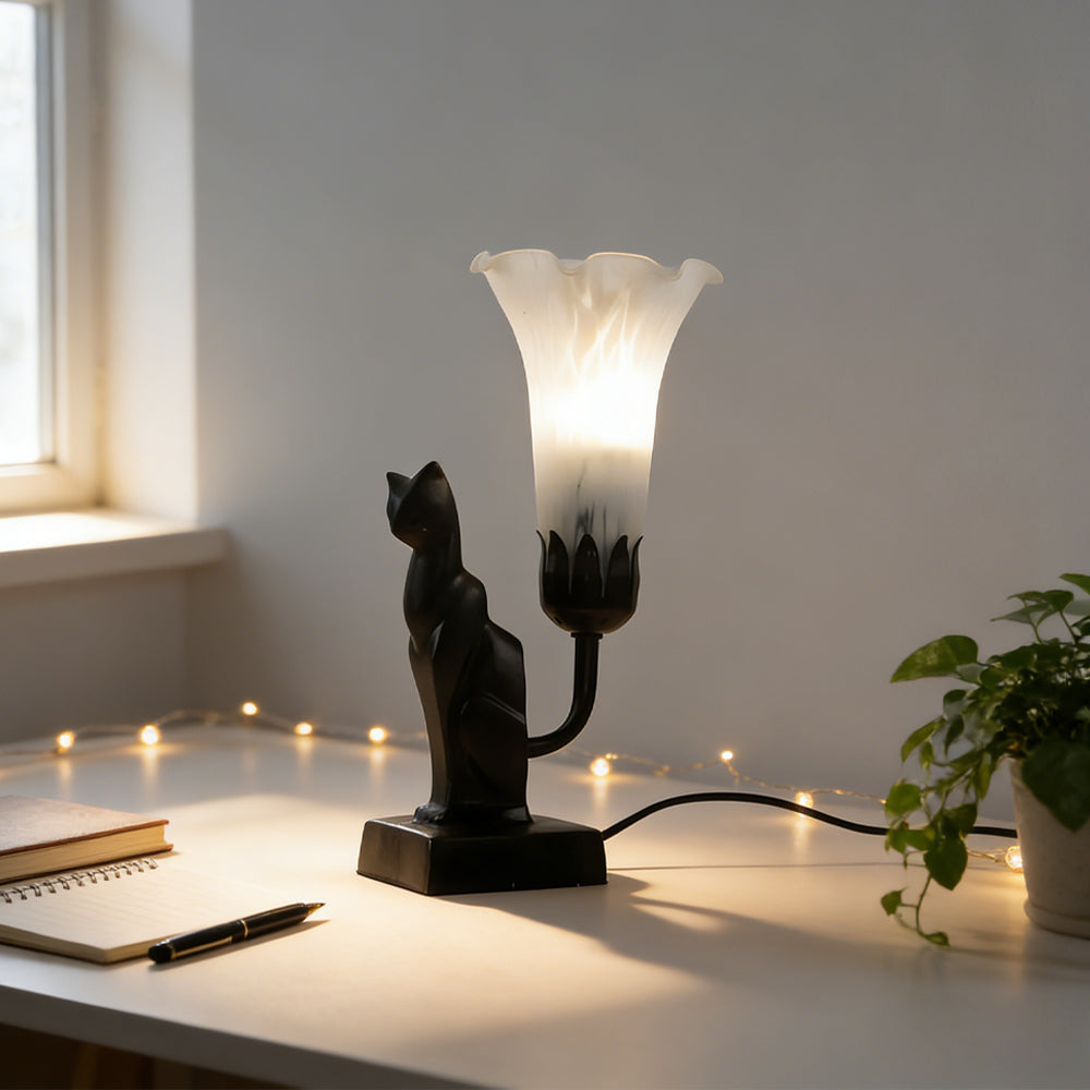 Tiffany-Style Cat Resin Table Lamp