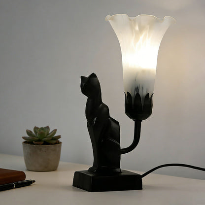 Tiffany-Style Cat Resin Table Lamp
