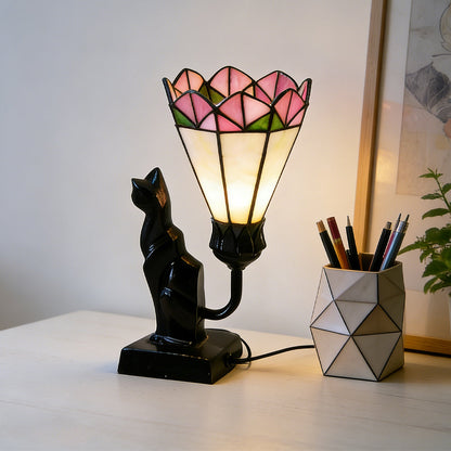 Tiffany-Style Cat Resin Table Lamp
