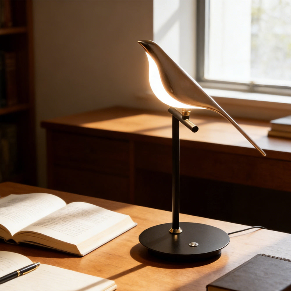 Golden Bird Sculptural Table Lamp