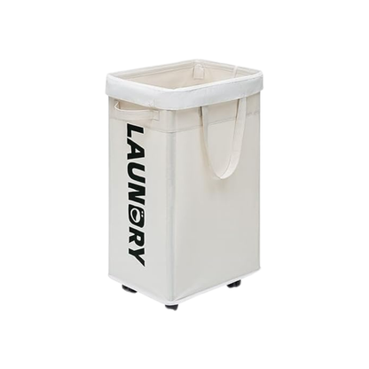 Laundry Basket 75 L Collapsible Oxford Fabric Metal Frame With Wheels 4