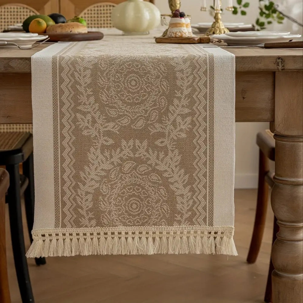 Lace Table Runner | White Cutout Detail
