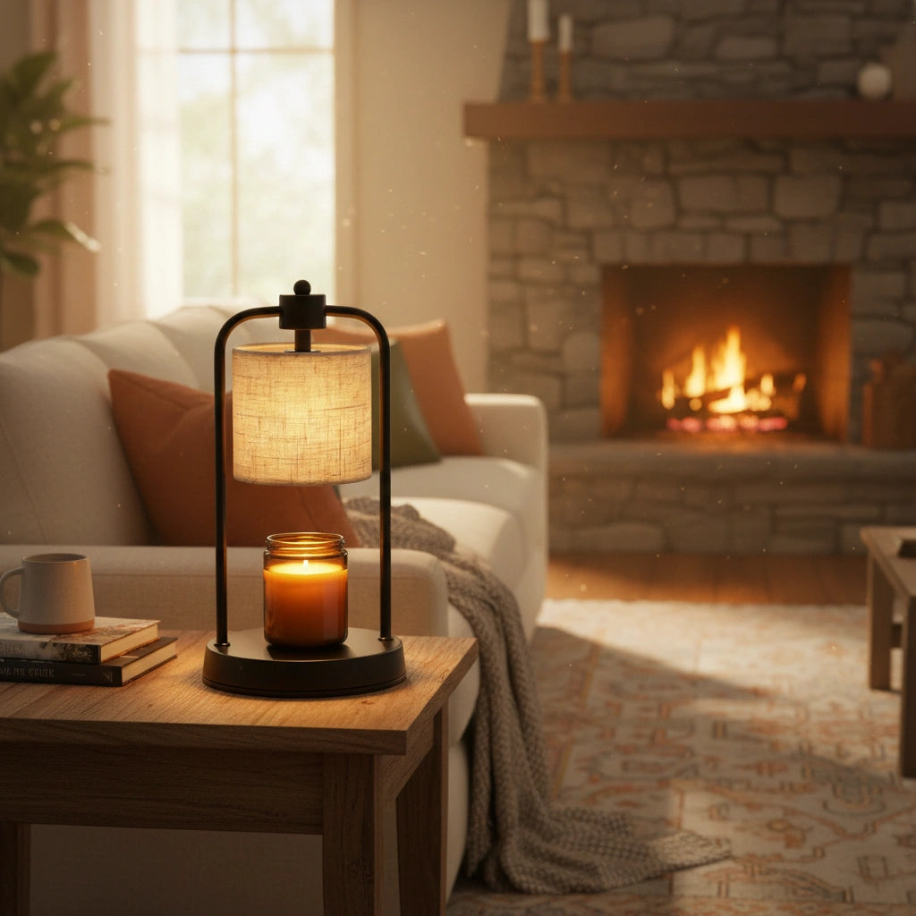 Linen Shade Candle Warmer Lamp